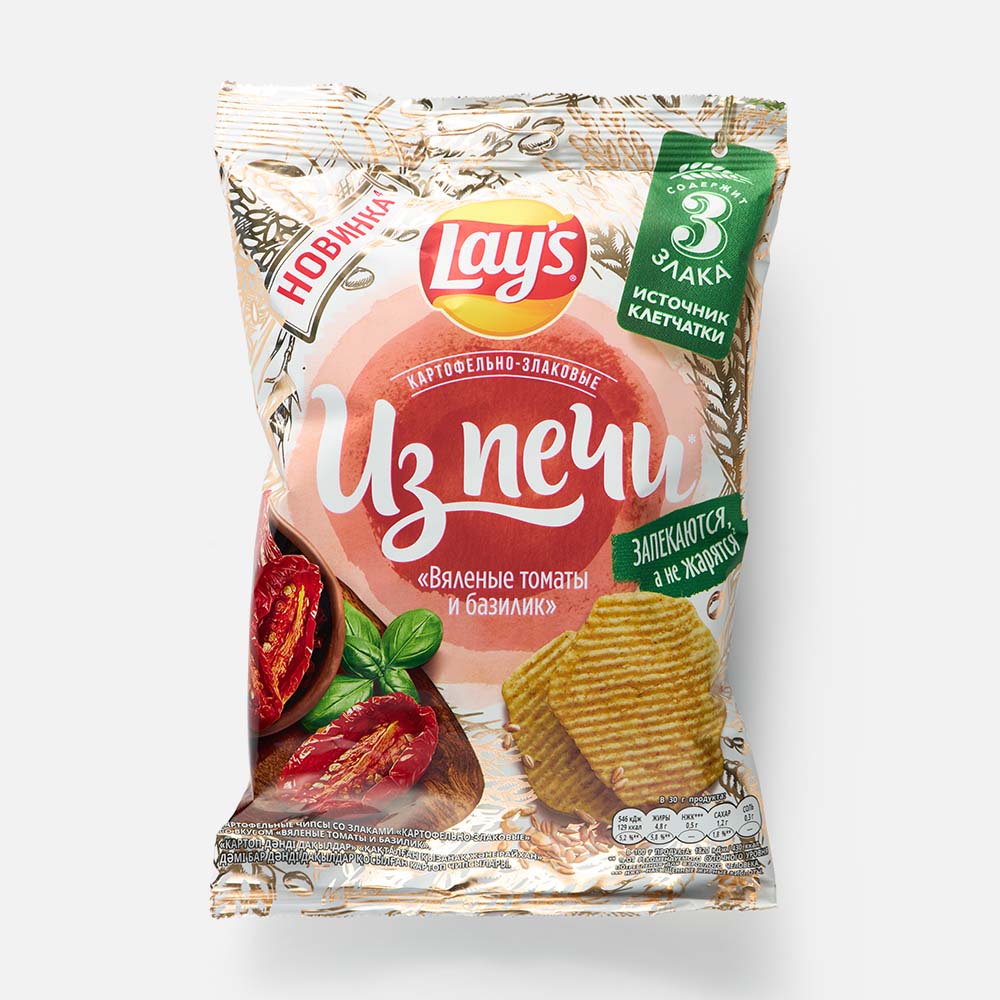 

Чипсы Lay's Из печи картофельные, со вкусом вяленых томатов и базилика, 81 г