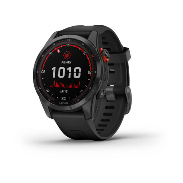 фото Часы garmin fenix 7s solar серый с черным силиконовым ремешком