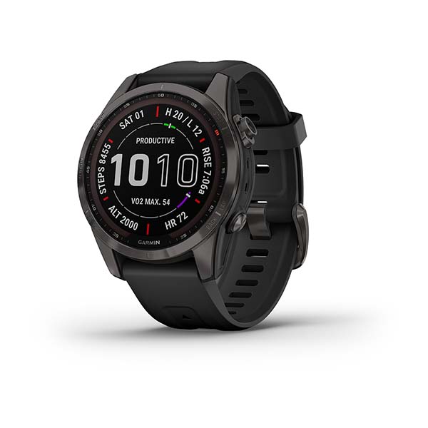 фото Часы garmin fenix 7s sapphire solar титановый угольно-серый dlc с силиконовым ремешком