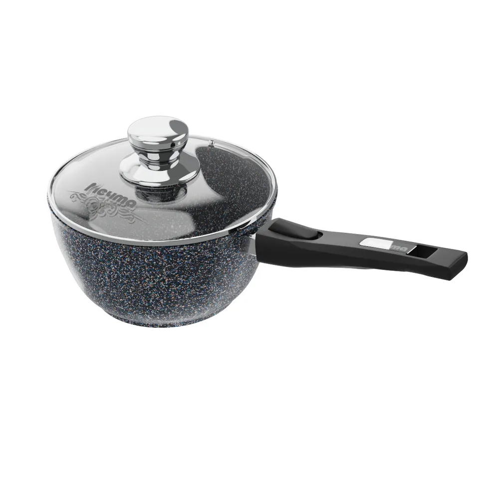 Ковш Мечта 1.2л Гранит с антипригарным покрытием со съемной ручкой и крышкой 081803