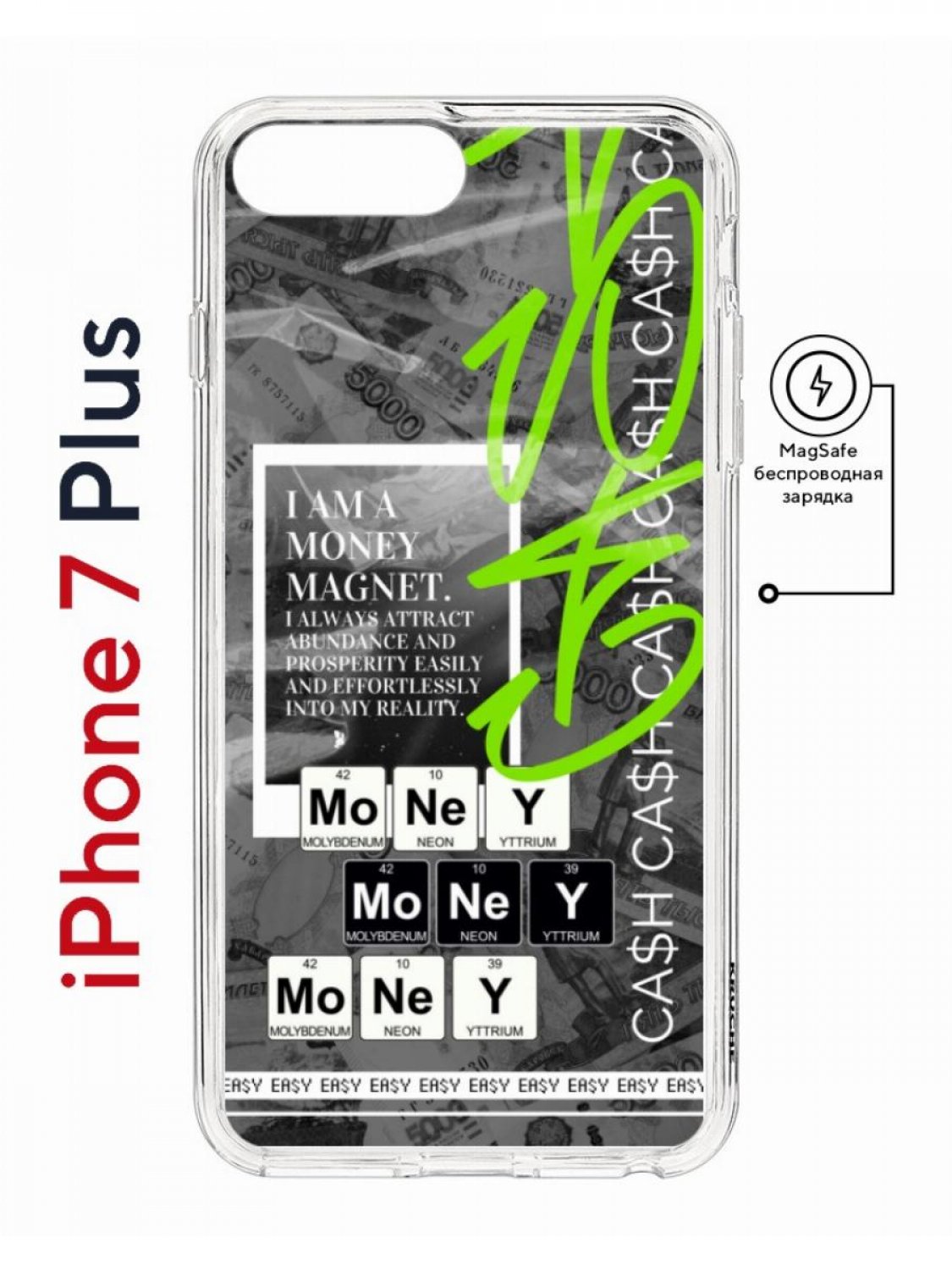 Чехол на iPhone 7 Plus/8 Plus MagSafe Kruche Print Money Easy противоударный с магнитом
