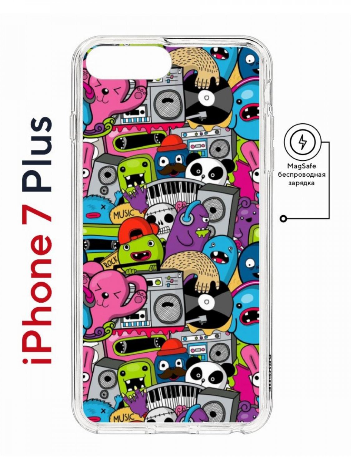 фото Чехол на iphone 7 plus/8 plus magsafe kruche print monsters music с магнитом кruче