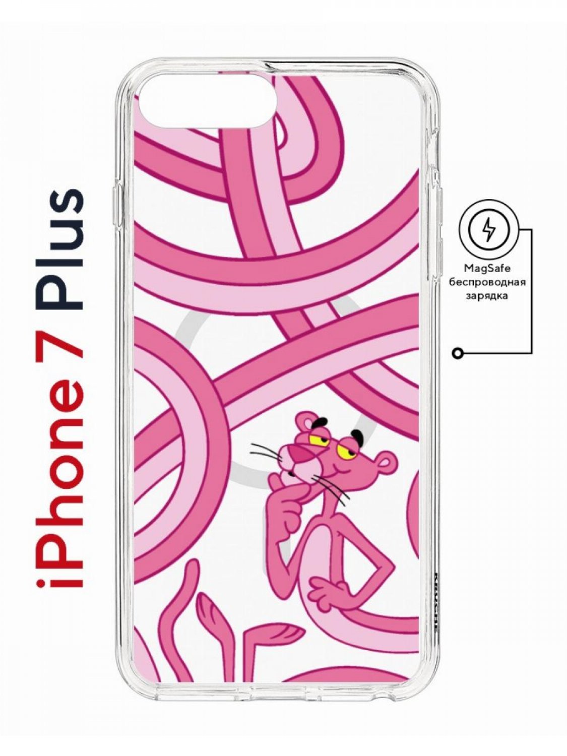 Чехол на iPhone 7 Plus/8 Plus MagSafe Kruche Print Розовая Пантера с магнитом