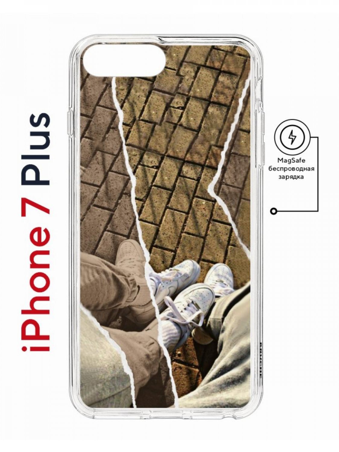 фото Чехол на iphone 7 plus/8 plus magsafe kruche print пара белые кроссы с магнитом кruче