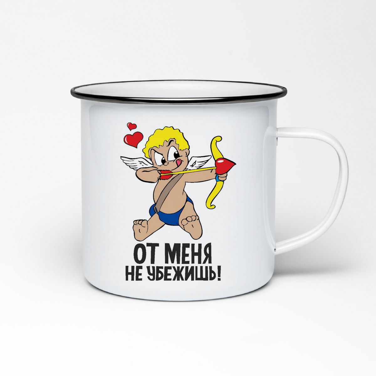 

Кружка металлическая CoolPodarok 14 февраля. От меня не убежишь.Купидон