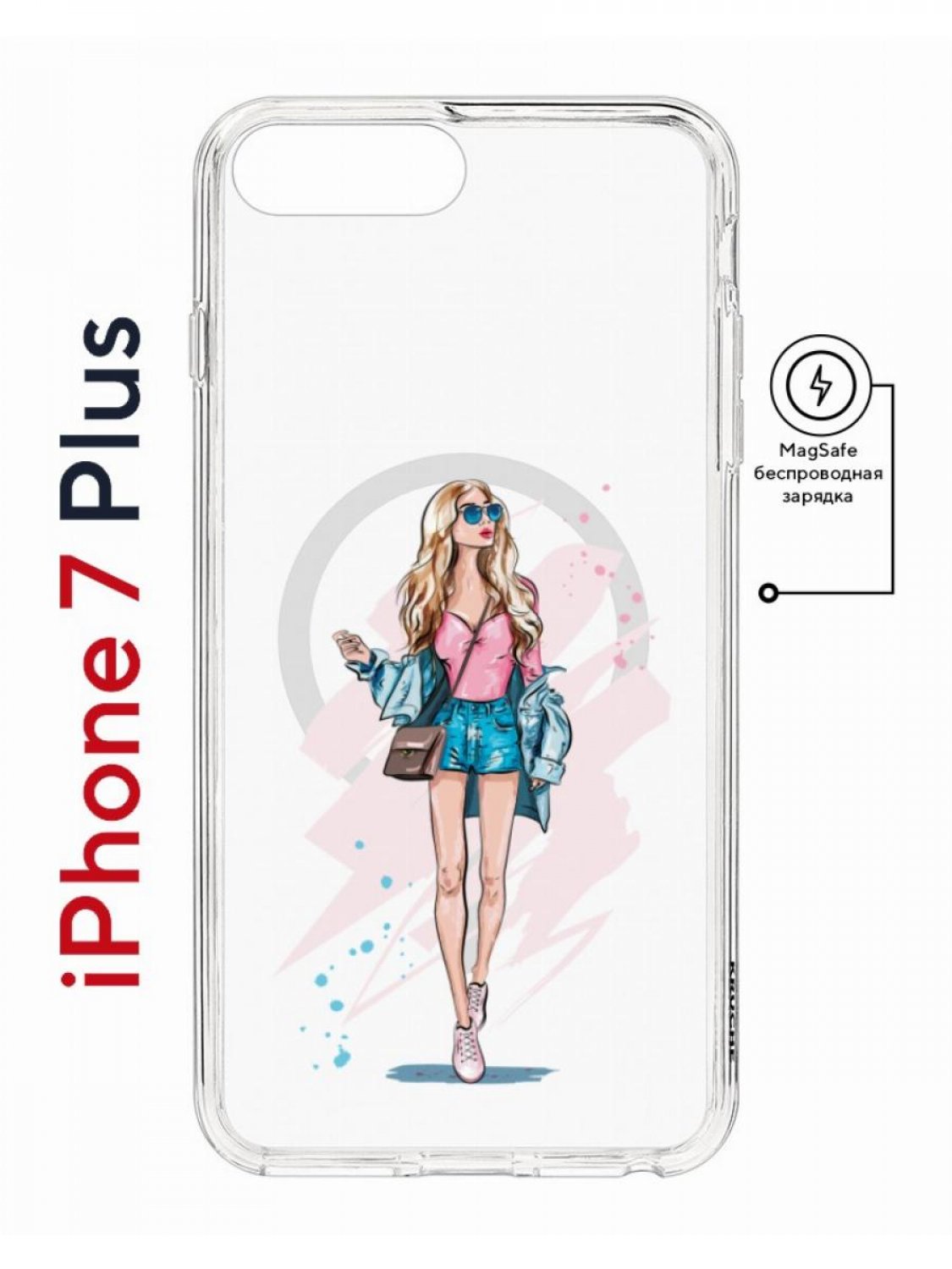 фото Чехол на iphone 7 plus/8 plus magsafe kruche print fashion girl противоударный с магнитом кruче