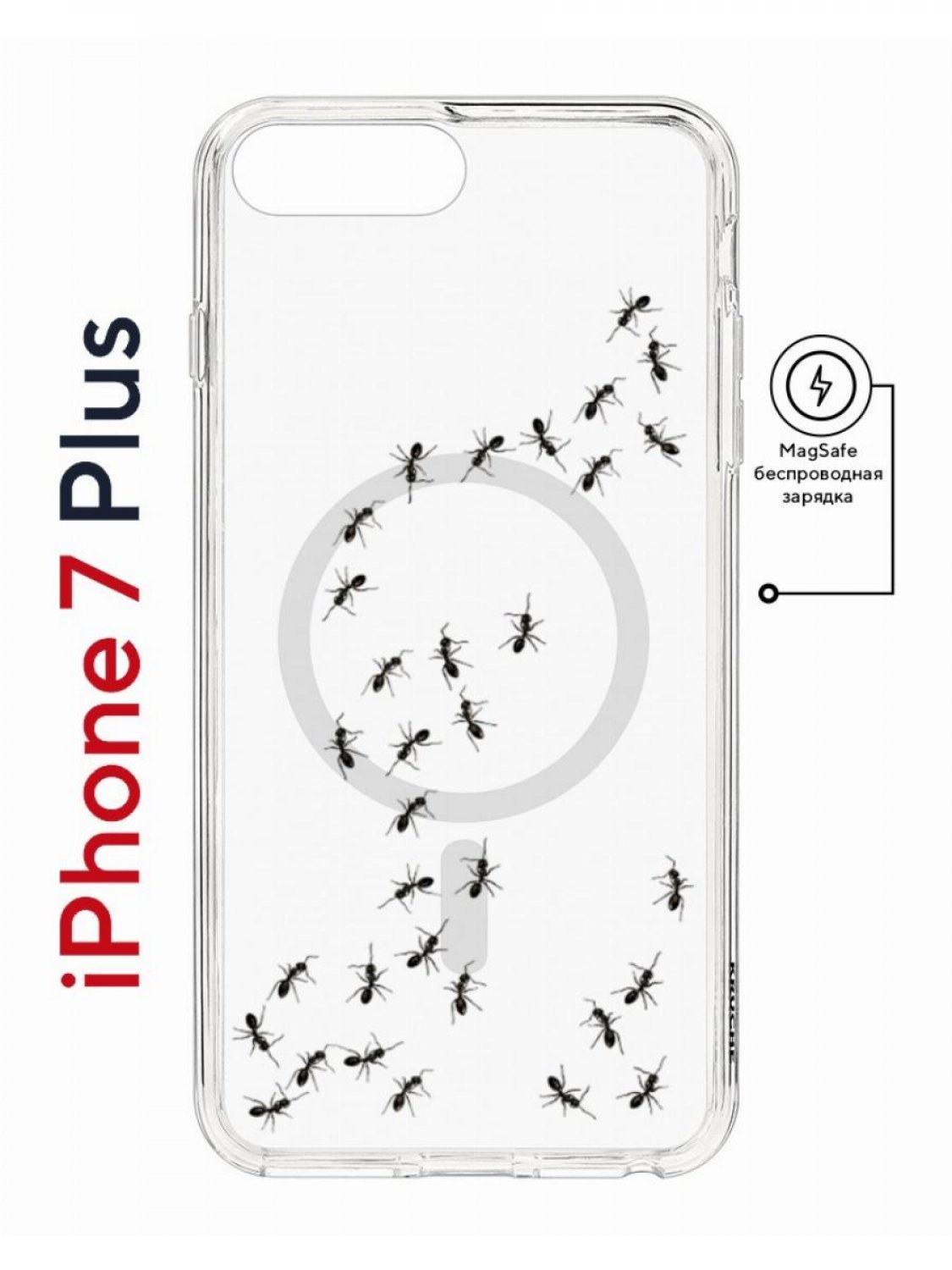 Чехол на iPhone 7 Plus/8 Plus MagSafe Kruche Print Муравьи противоударный с магнитом