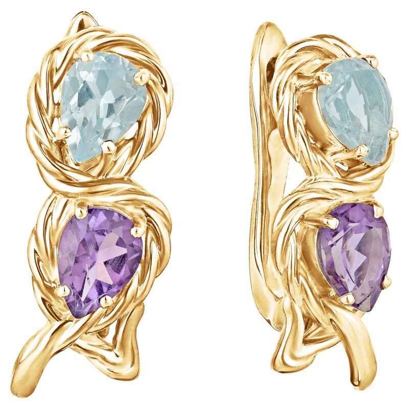 

Серьги из серебра с аметистом; топазом LAZURIT-ONLINE 7878YG, 7878YG