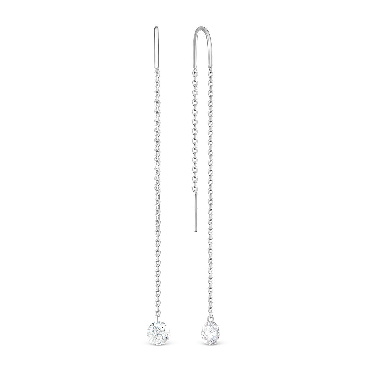 

Серьги продевки из серебра VALTERA 119354, фианит, 119354