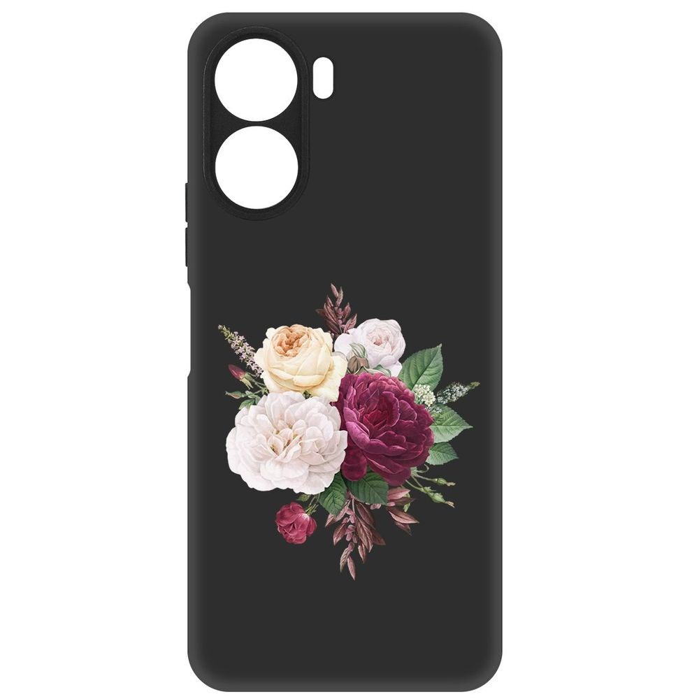 

Чехол-накладка Софт Цветочная композиция для Vivo Y16, Черный
