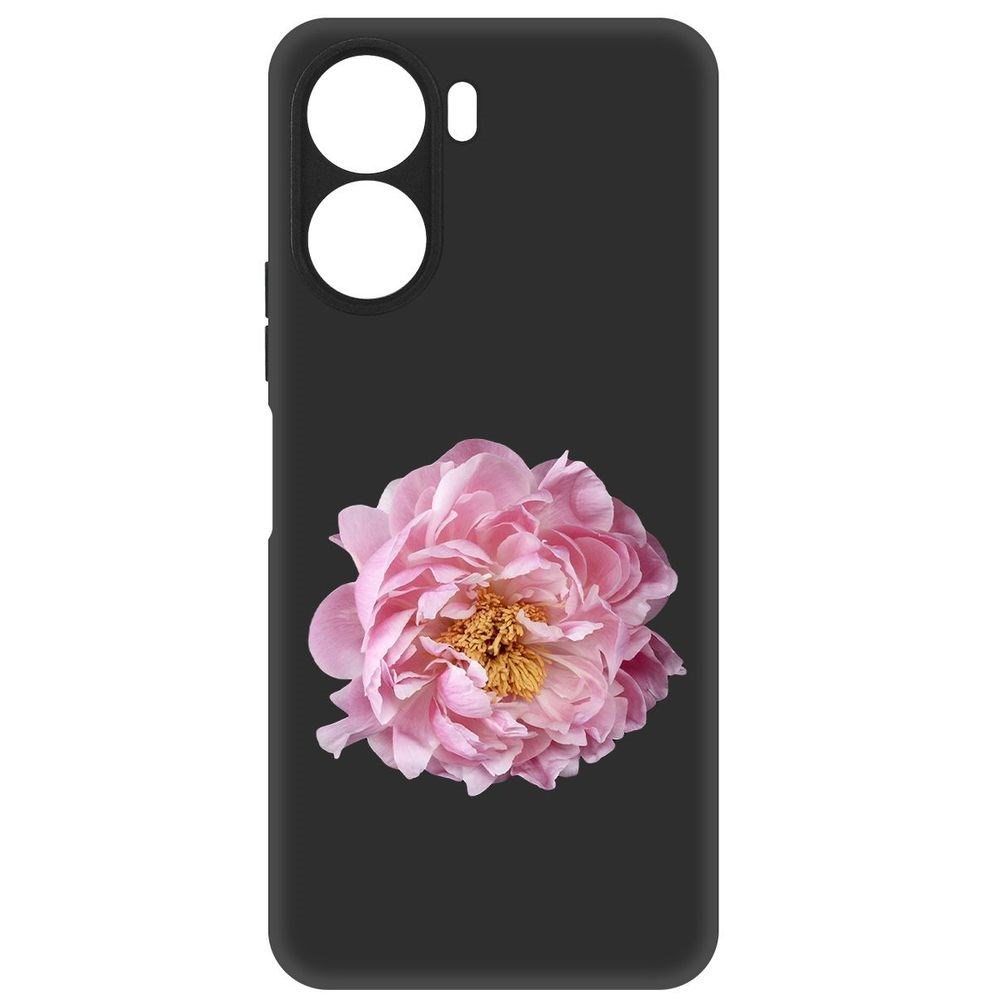 

Чехол-накладка Софт Розовый пион для Vivo Y16, Черный