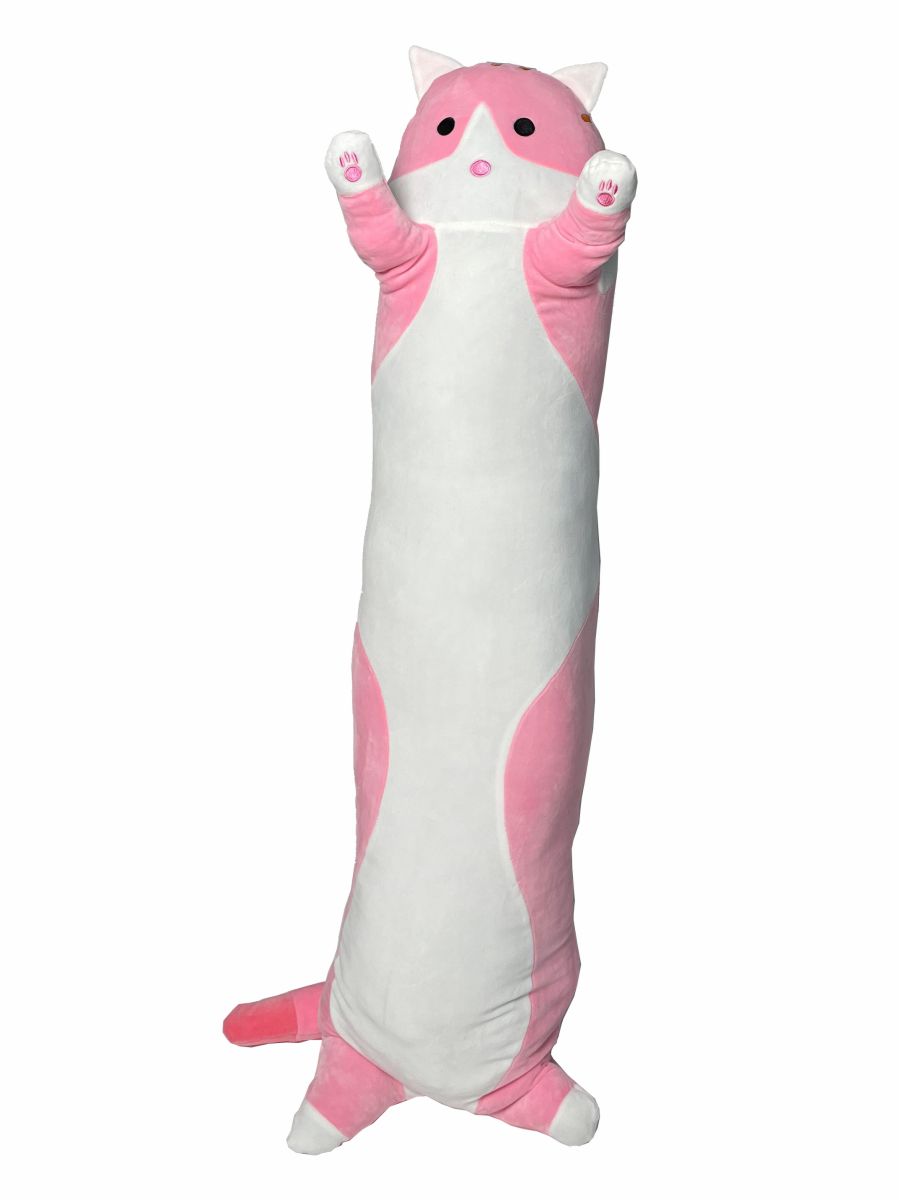 фото Мягкая игрушка кот батон 90 см розовый длинная большая плюшевая игрушкофф