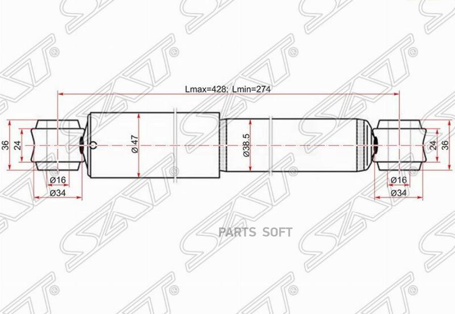 

SAT Амортизатор задний TOYOTA DYNA 150/TOYOACE G15 95-01 LH=RH