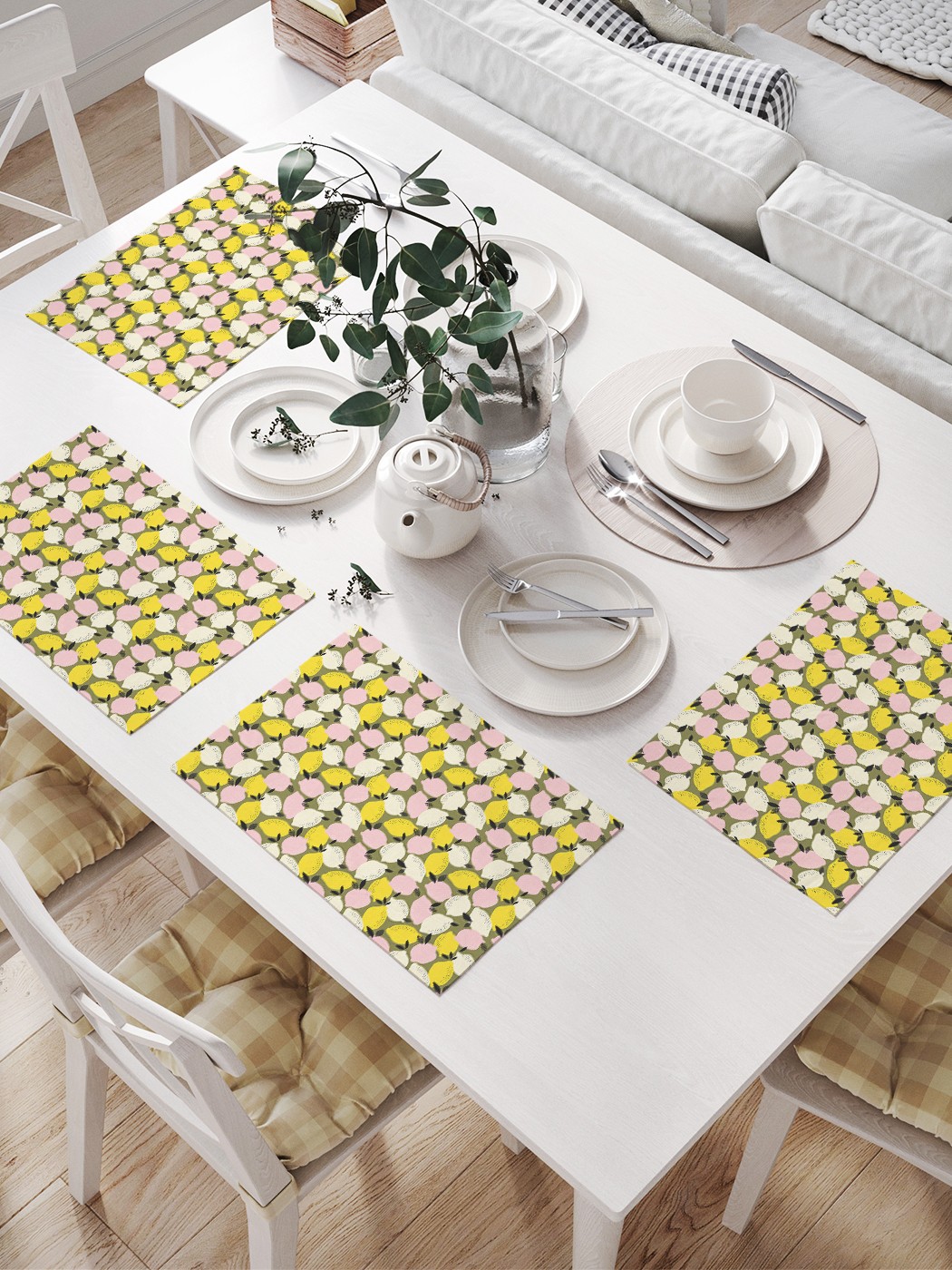 фото Комплект салфеток joyarty "цветные лимоны" для сервировки стола (32х46 см, 4 шт.)
