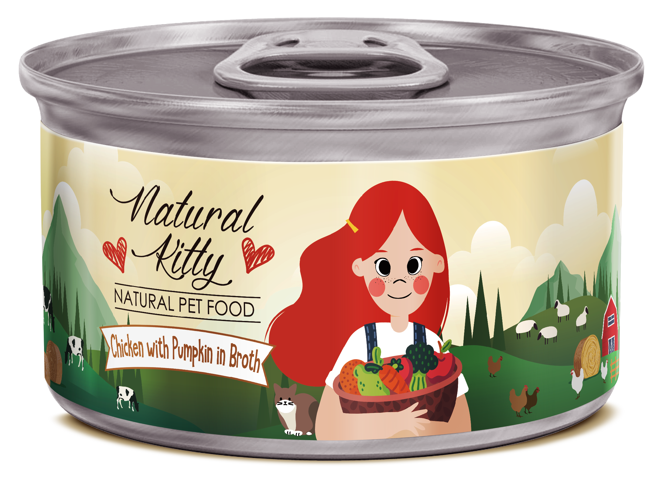 Консервы для кошек Pettric Natural Kitty морковь с курицей, 12шт по 80г