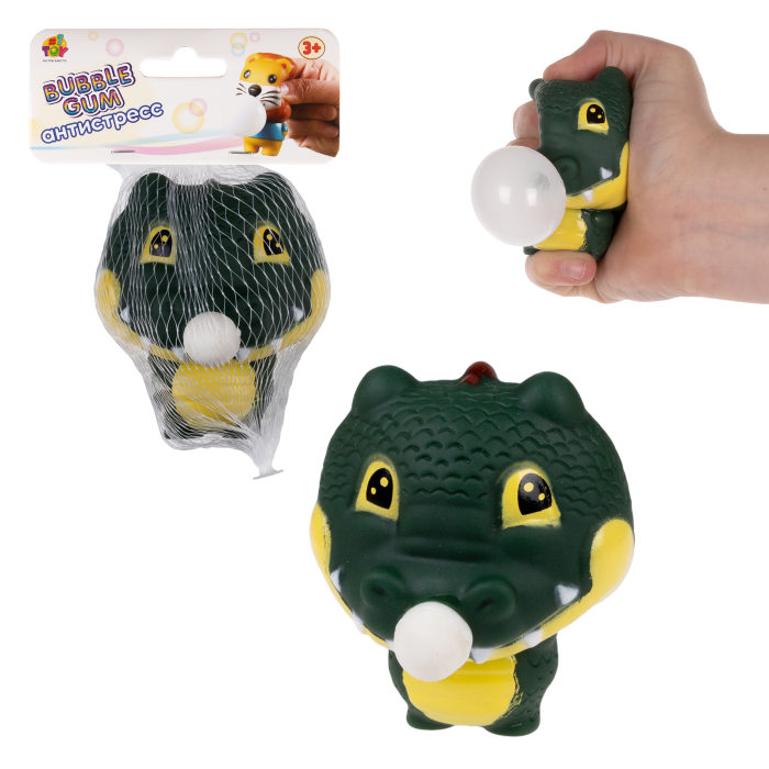Игрушка-антистресс 1toy Bubble Gum-антистресс Животные 7,5х6х6 см, крокодил munchkin игрушка для ванны слоник bubble bestie