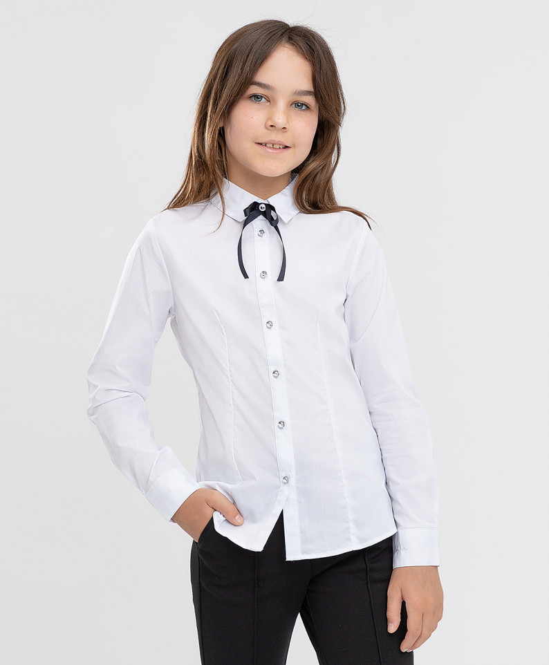 Блузка с галстуком белая Button Blue 146