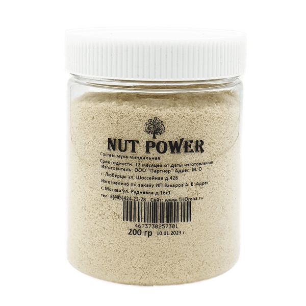 

Миндальная мука мелкого помола NUT POWER, 200 гр