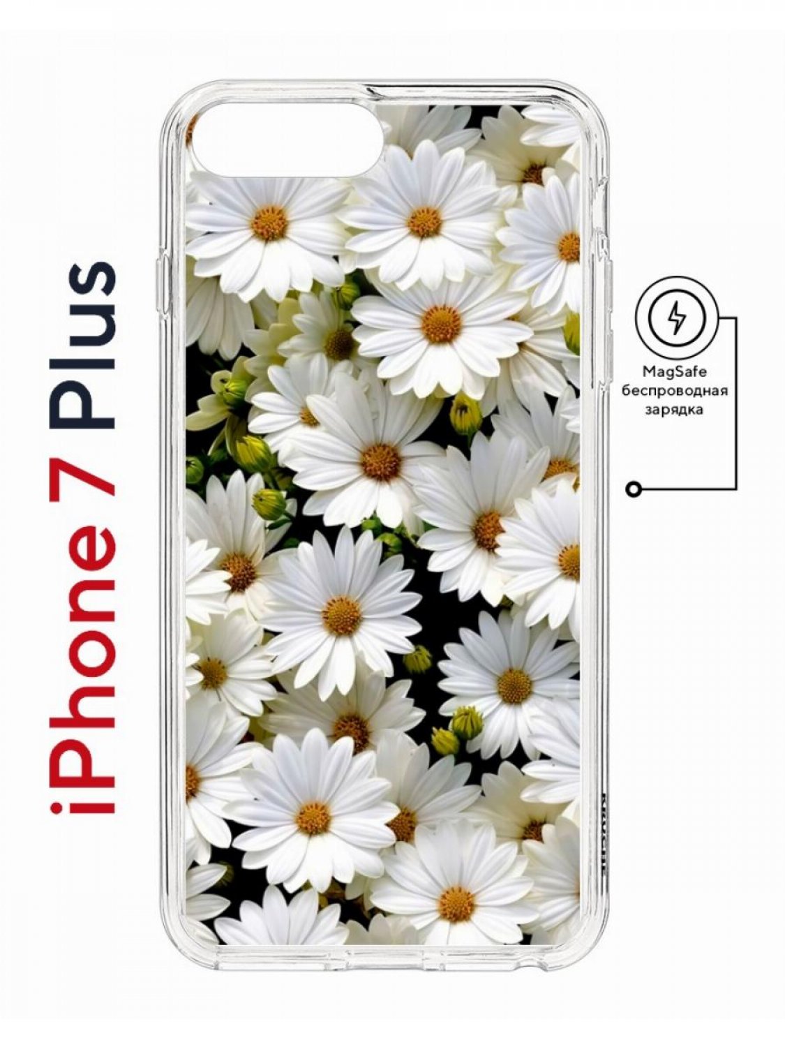 фото Чехол на iphone 7 plus/8 plus magsafe kruche print ромашки противоударный с магнитом кruче