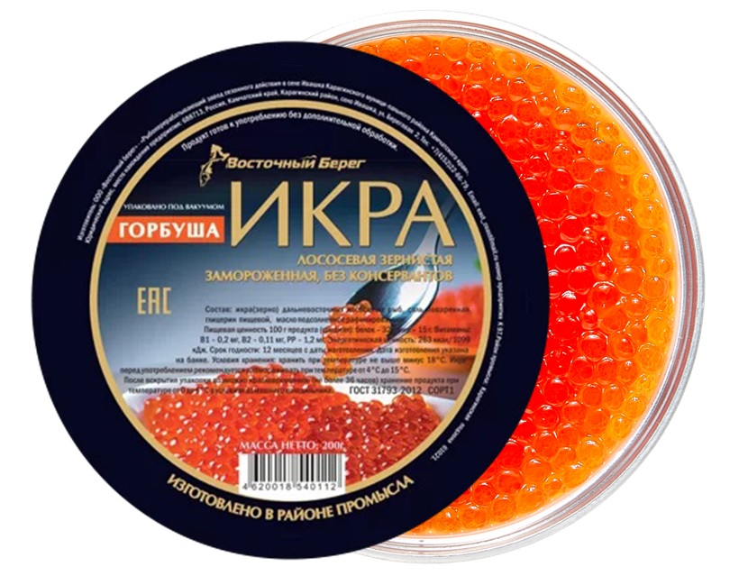 

Икра лососевая красная Восточный Берег зернистая 240 г