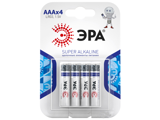 

Батарейка ЭРА LR03-4BL (120/960/38400)