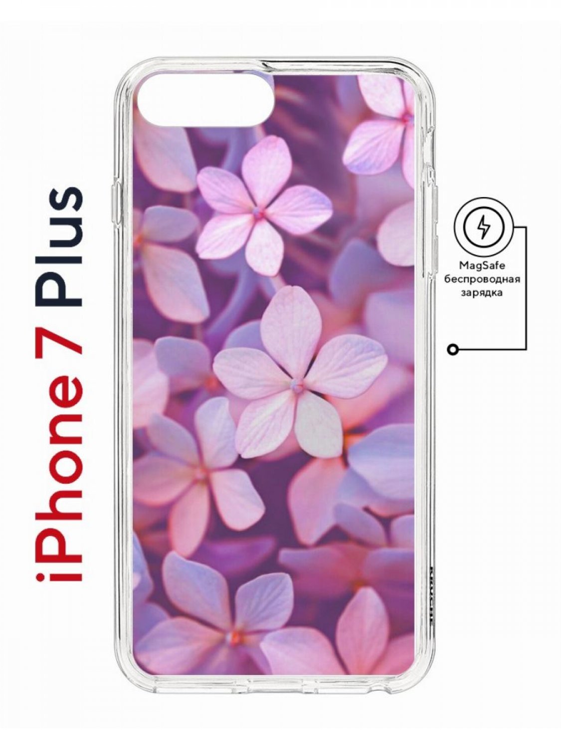 Чехол на iPhone 7 Plus/8 Plus MagSafe Kruche Print Гортензия противоударный с магнитом