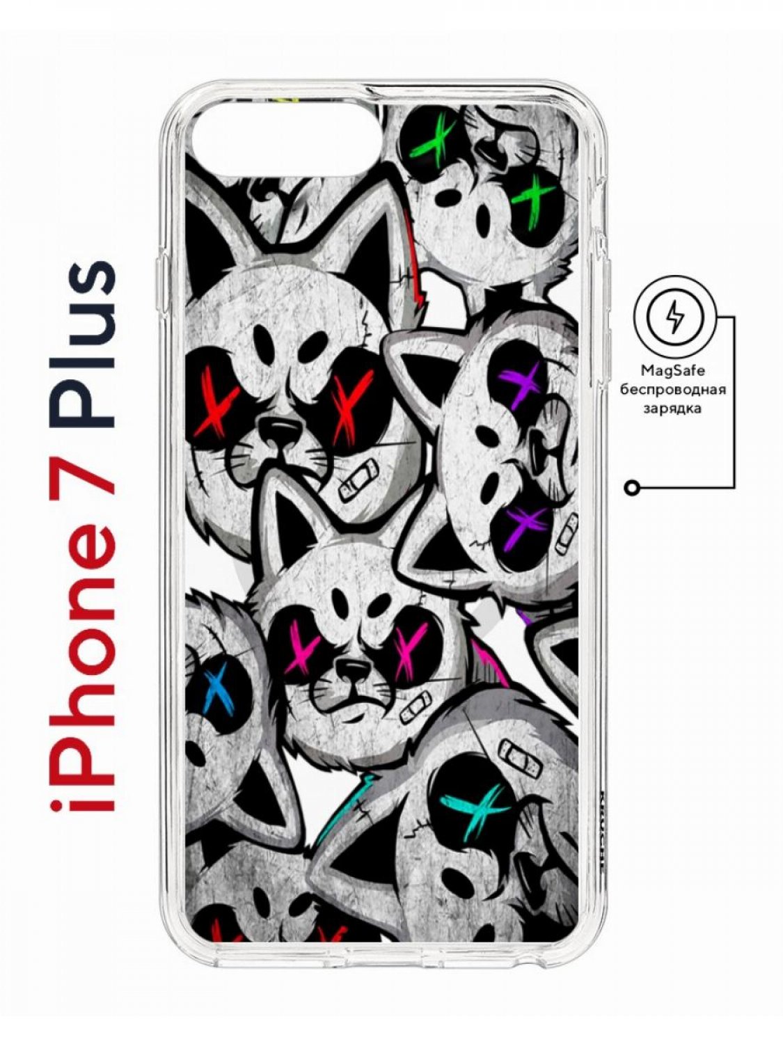 фото Чехол на iphone 7 plus/8 plus magsafe kruche print angry cats противоударный с магнитом кruче