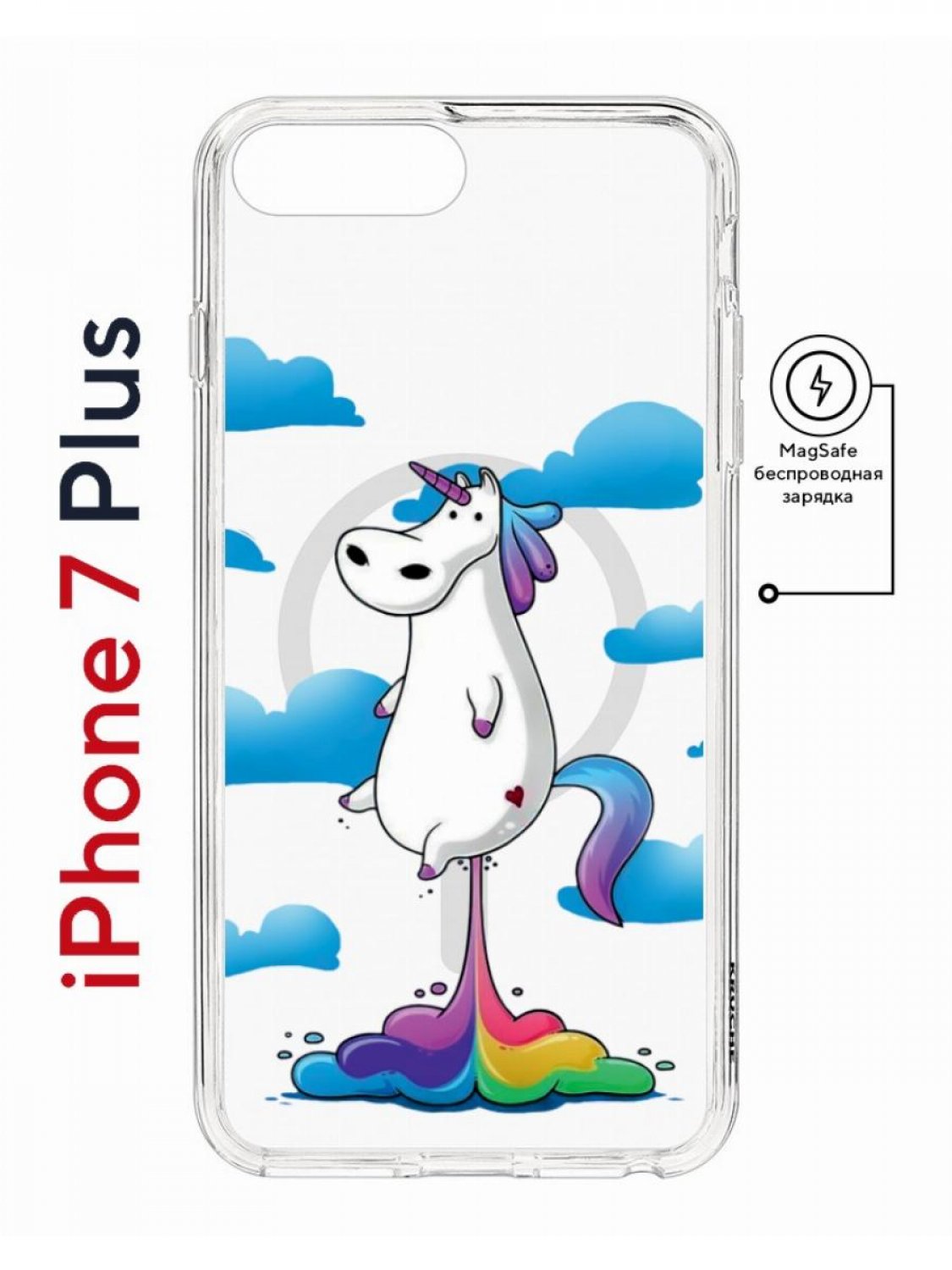 фото Чехол на iphone 7 plus/8 plus magsafe kruche print flying unicorn с магнитом кruче