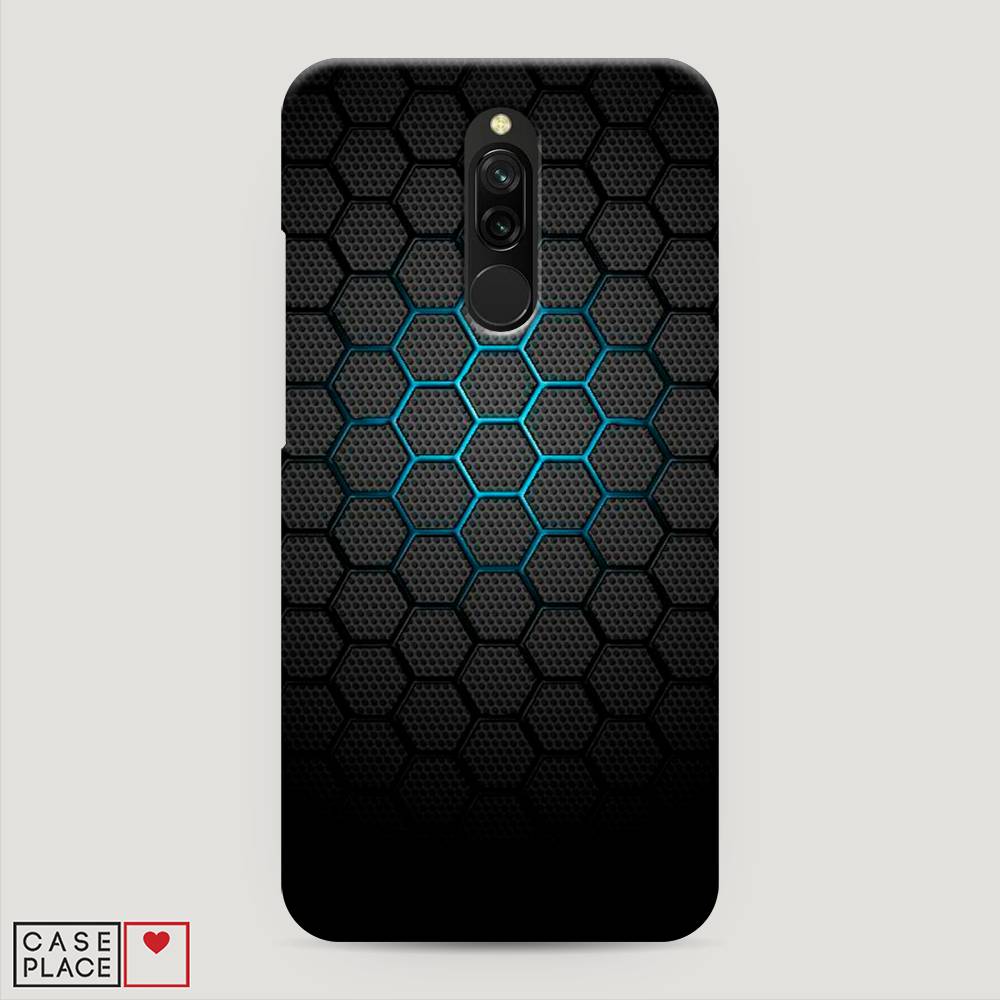 фото Пластиковый чехол "бирюзовые соты" на xiaomi redmi 8 awog