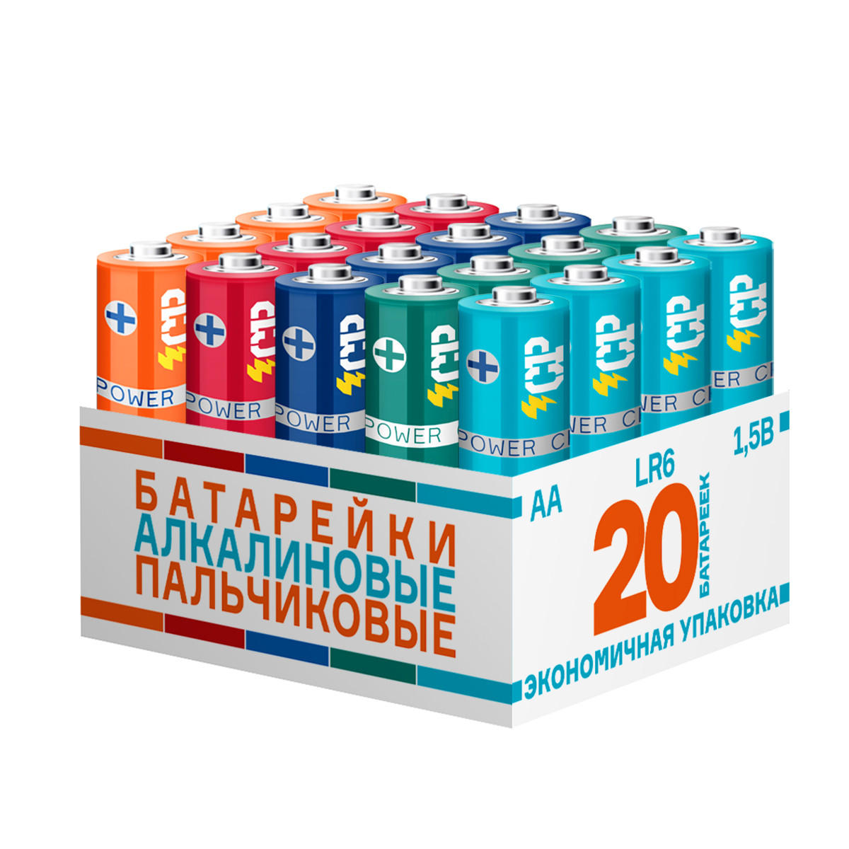 

Батарейки алкалиновые CrazyPower MIX АА LR6MIX-P20 20шт, Crazy Power-2