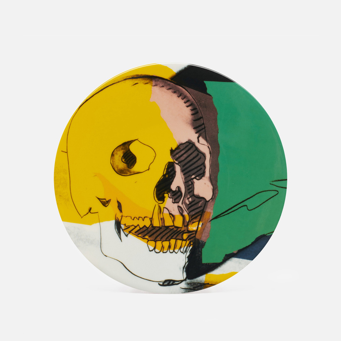 фото Andy warhol skull yellow/pink/green medium ligne blanche