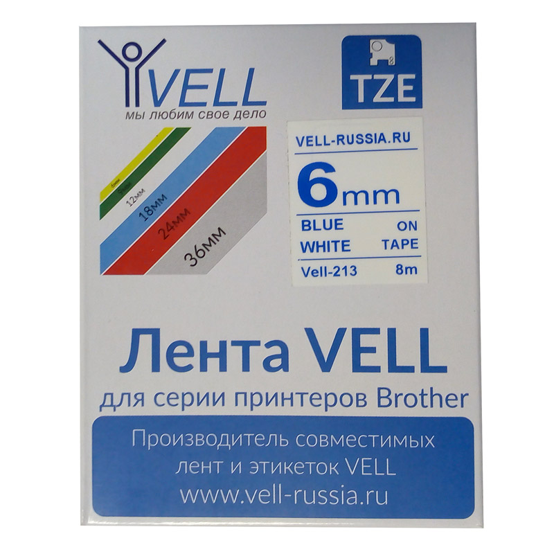 Лента Vell VL-213 (6 , синий на белом)