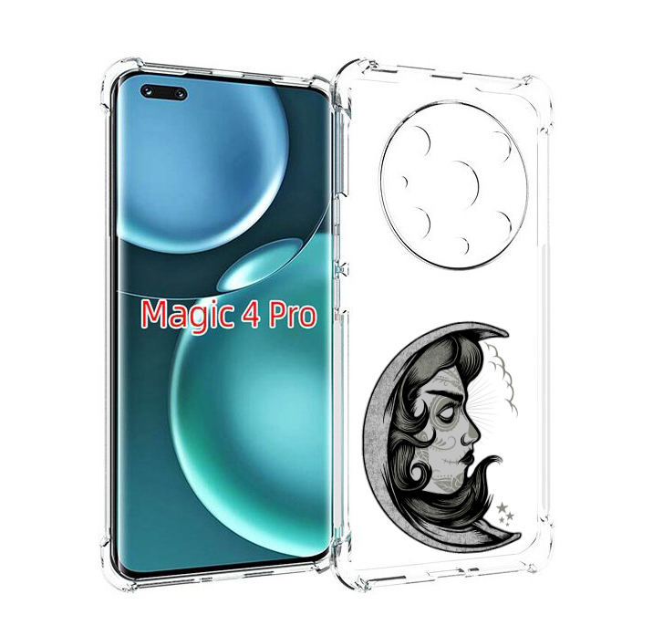 

Чехол MyPads черно белая луна с лицом для Honor Magic4 Pro, Прозрачный, Tocco