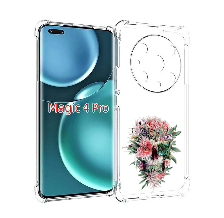 

Чехол MyPads череп из цветов для Honor Magic4 Pro, Прозрачный, Tocco