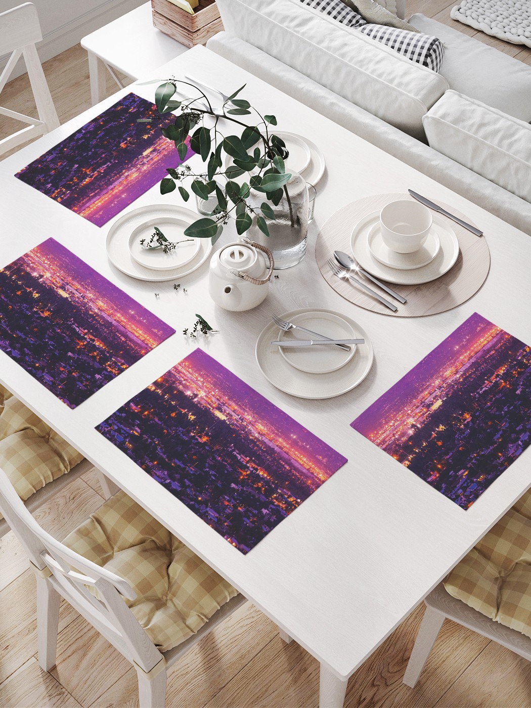 

Комплект салфеток JoyArty "Панорама Финикса" для сервировки стола (32х46 см, 4 шт.), Фиолетовый, Панорама Финикса