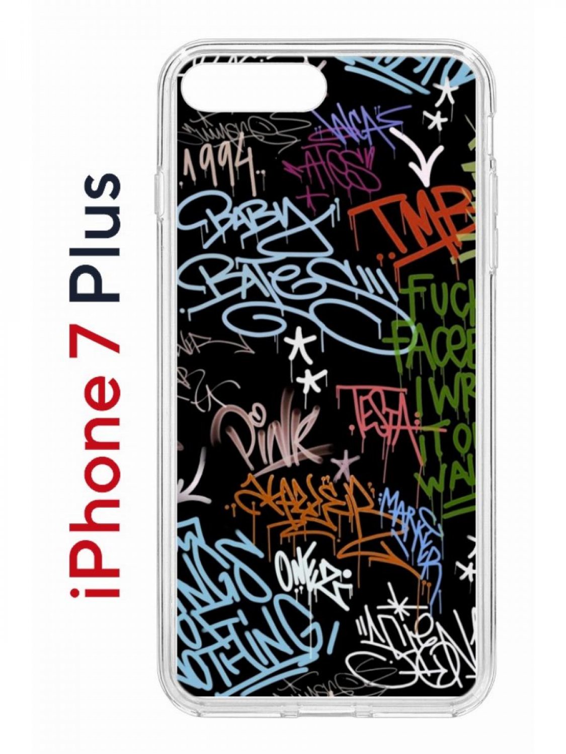 Чехол на iPhone 7 Plus/8 Plus с принтом Kruche Print Граффити, бампер с защитой камеры