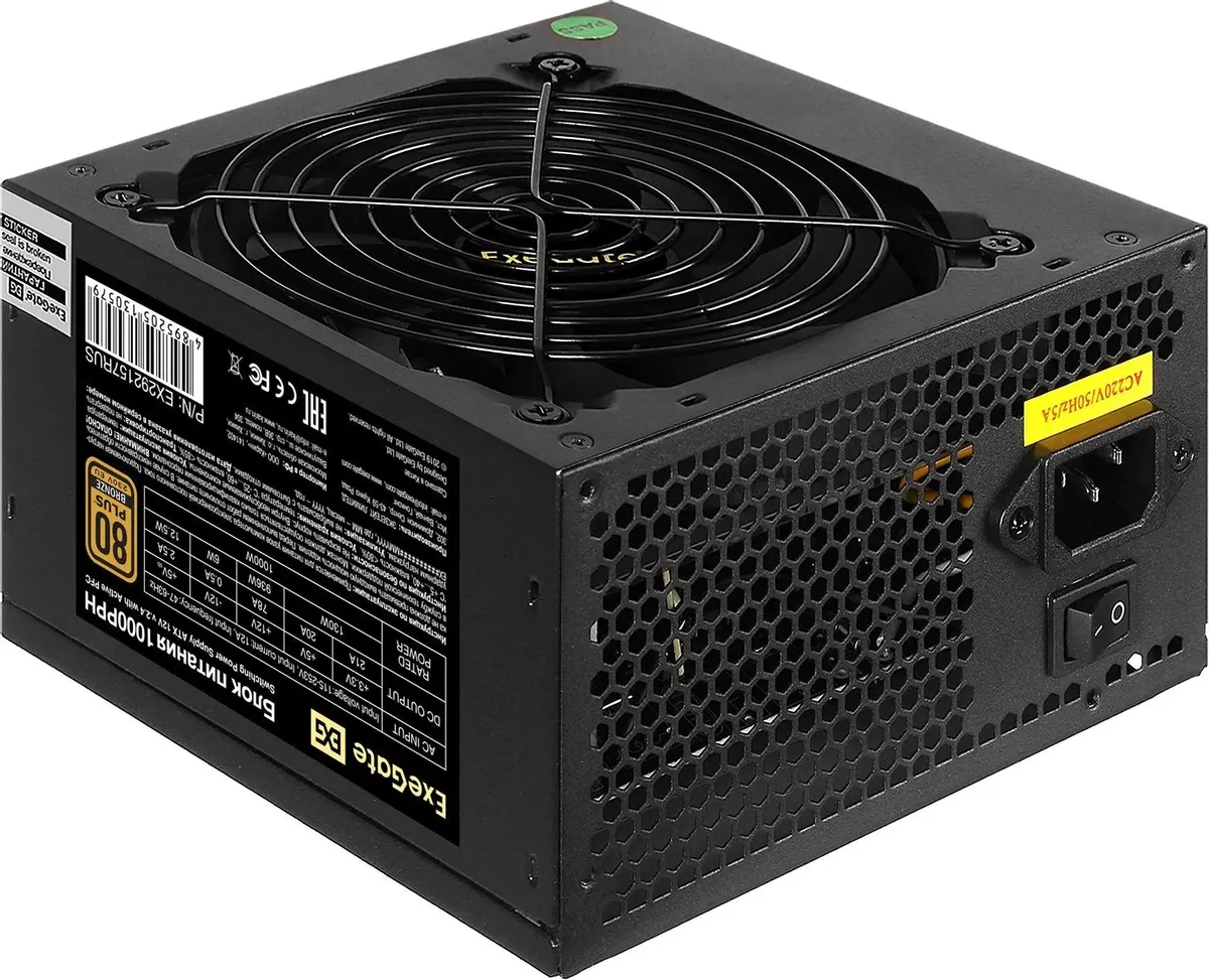 

Блок питания ExeGate 1000PPH 100W (EX292157RUS), Черный, 1000PPH