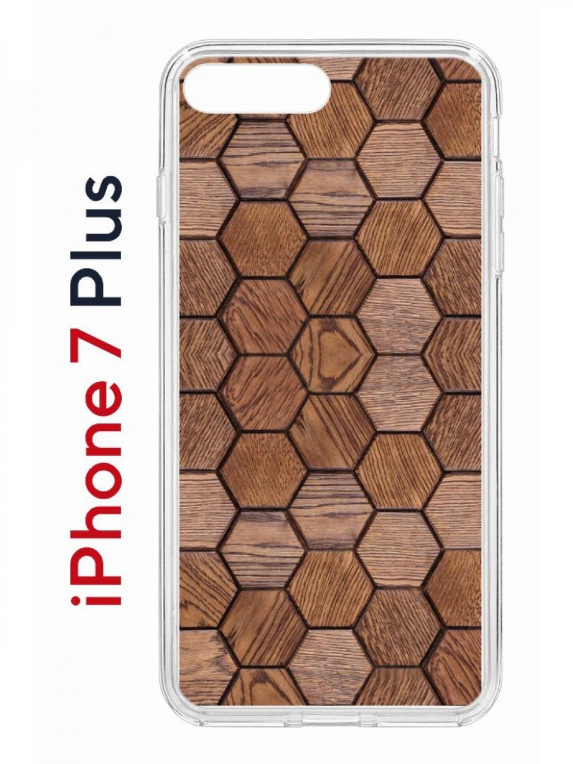 Чехол на iPhone 7 Plus/8 Plus Kruche Print Текстура орех, бампер с защитой камеры