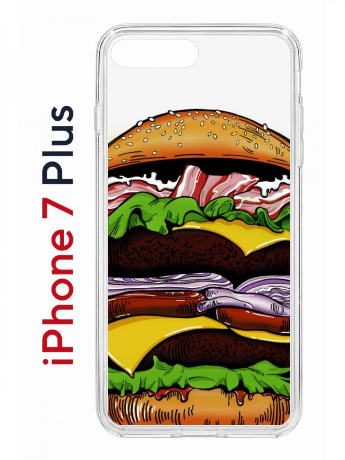 Чехол на iPhone 7 Plus/8 Plus с принтом Kruche Print Бургер, бампер с защитой камеры