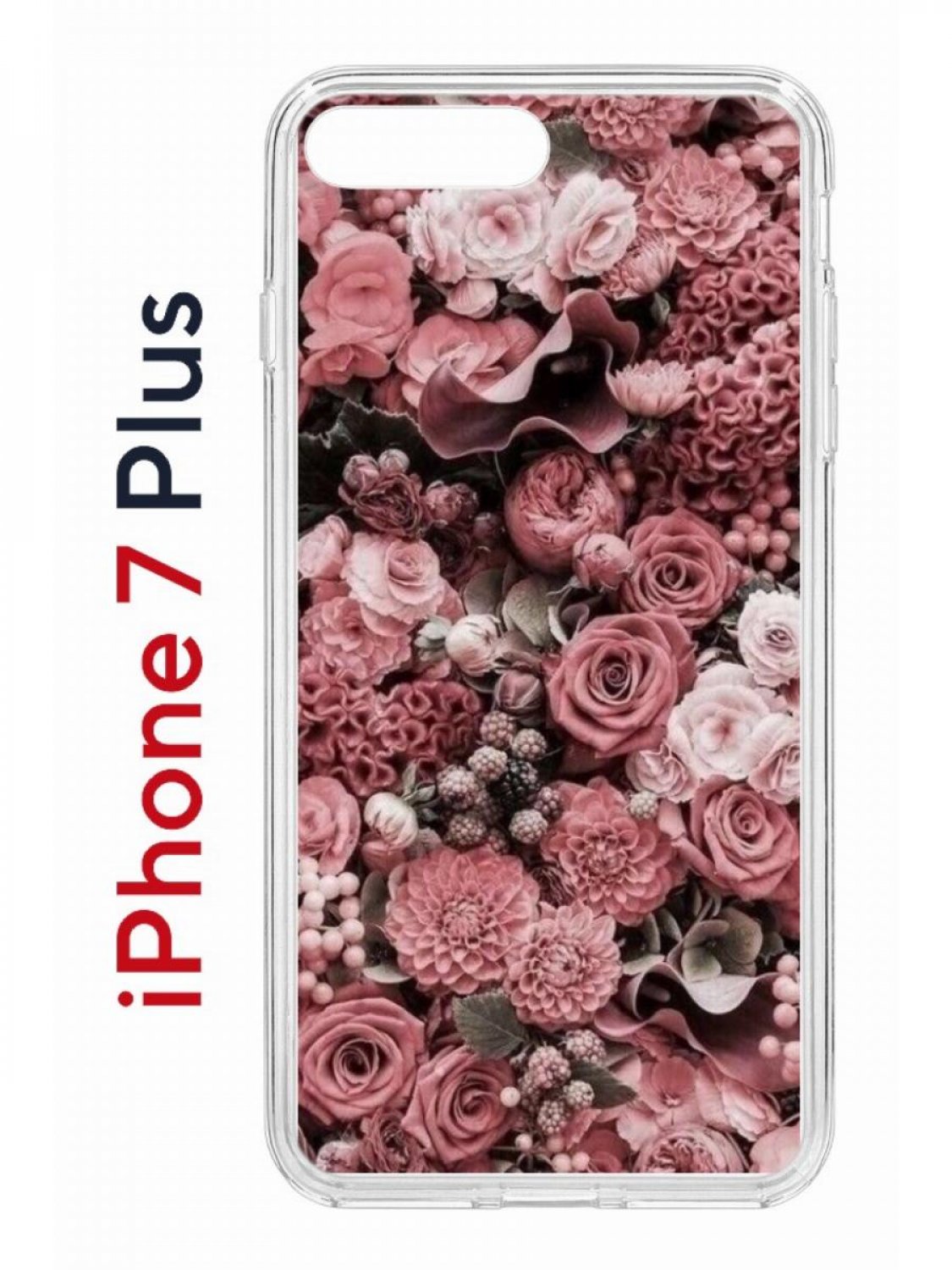 

Чехол на iPhone 7 Plus/8 Plus с принтом Kruche Print Цветы, бампер с защитой камеры, Прозрачный;розовый;коричневый;красный, Айфон 7 плюс, 8 плюс