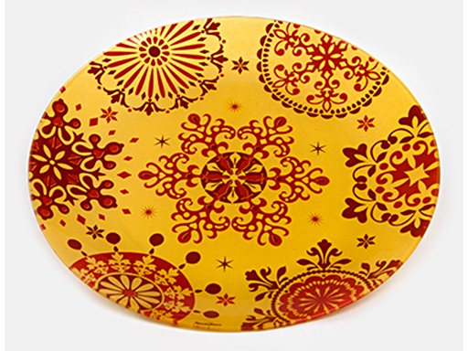 фото Тарелка обеденная "снежинки" зол.борд.крс.в под.упак. 2цв.85-308 nobrand