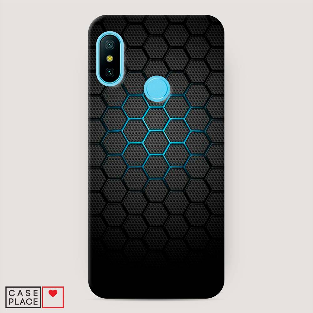 фото Пластиковый чехол "бирюзовые соты" на xiaomi redmi 6 pro awog