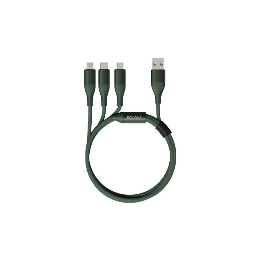 

Кабель 3 in 1 USB Lightning/Micro/Type-C Xiaomi (Mi) SOLOVE Защитный ЧИП зеленый, DW2