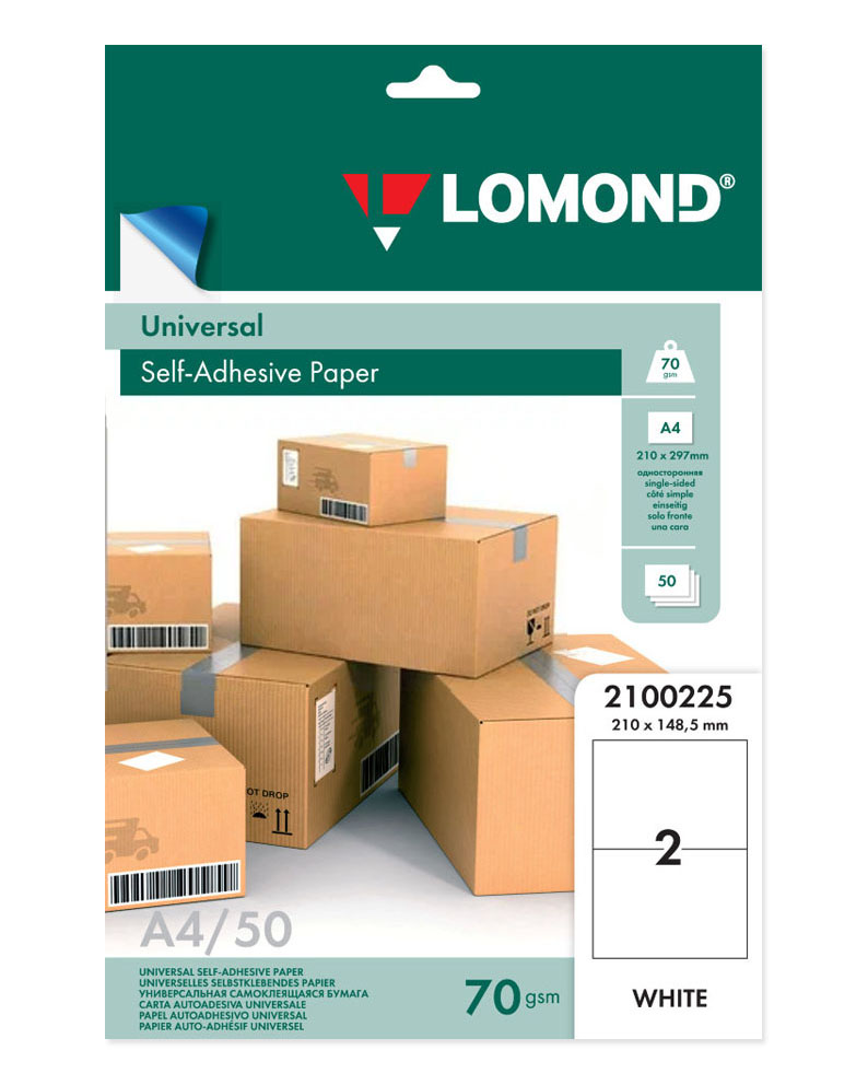 

Самоклеящаяся бумага LOMOND 2100225ТЕХ, A4, 2 делен. (210 x 148.5 мм), 70 г/м2, (1650шт.)