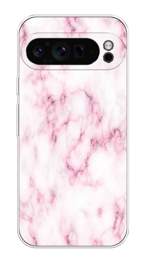 

Чехол на Google Pixel 9 Pro "Мрамор с розовым", Белый;розовый, 272050-1