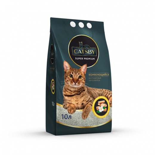 Наполнитель для кошачьего туалета CATSBY Sandalwood&jasmine комкующийся минеральный 10л