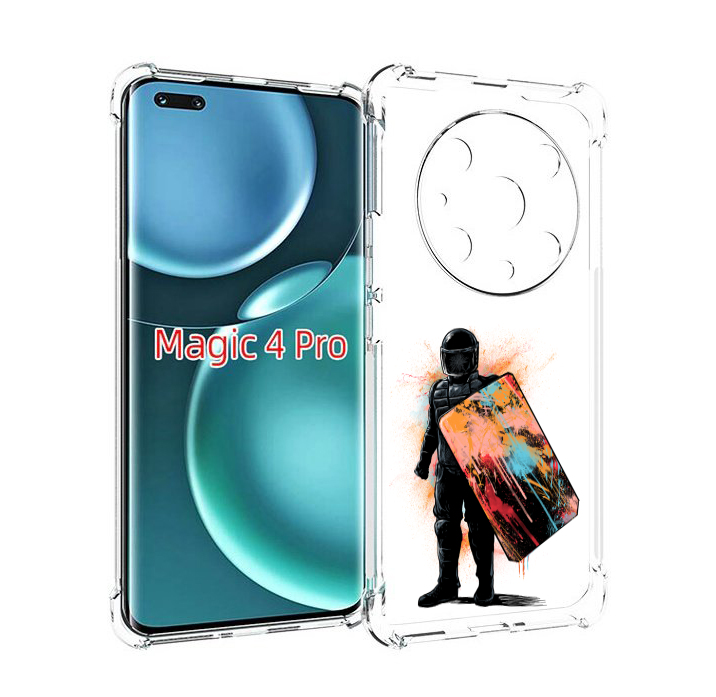 

Чехол MyPads солдат с красочным щитом для Honor Magic4 Pro, Прозрачный, Tocco