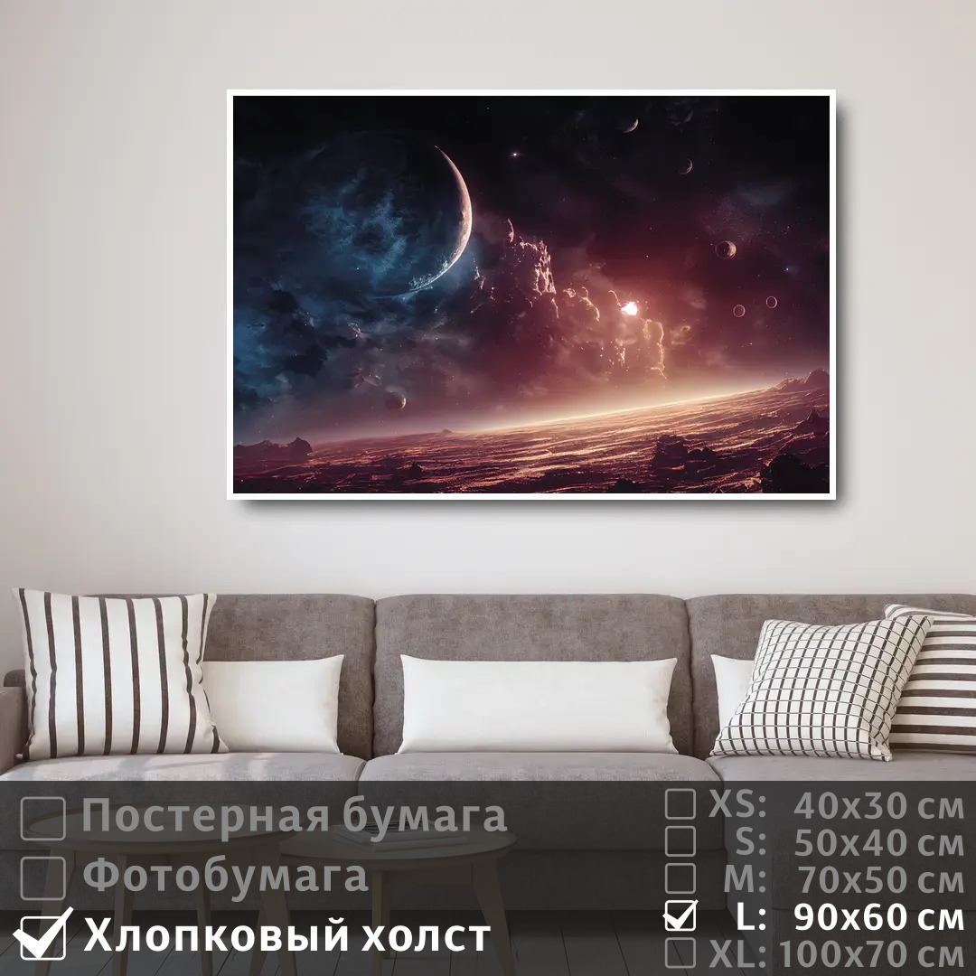 

Постер на холсте ПолиЦентр Планеты в космическом пространстве 90х60 см, ПланетыВКосмическомПространстве
