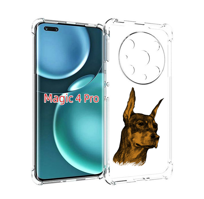 Чехол MyPads скетч доберман для Honor Magic4 Pro