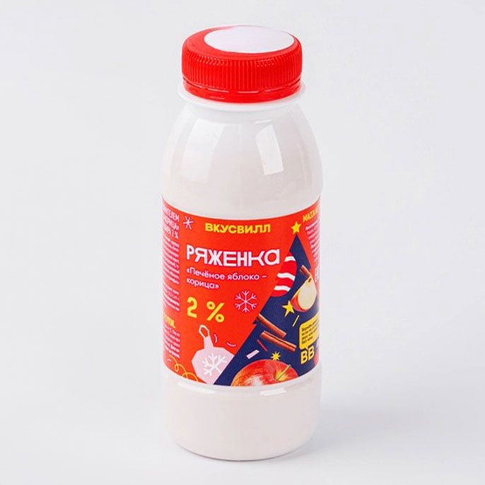 

Ряженка ВкусВилл Печеное яблоко-корица 2% 230 г